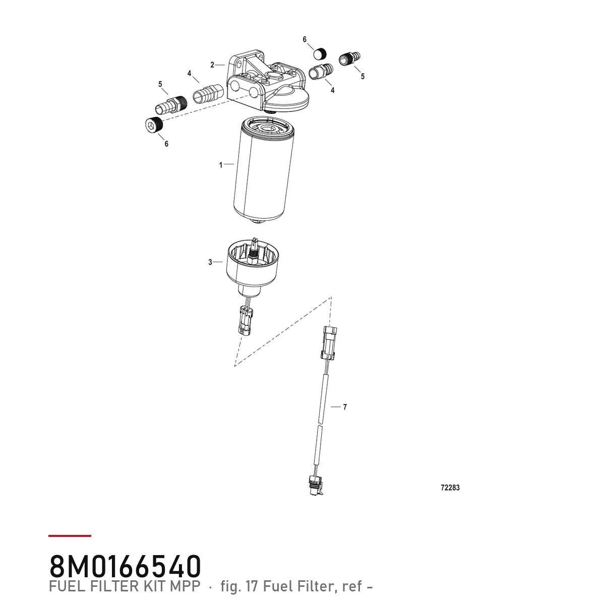 Quicksilver Drivstoffiltersett 8M0166540 – Mercury – tegning fra Mercurys delekatalog