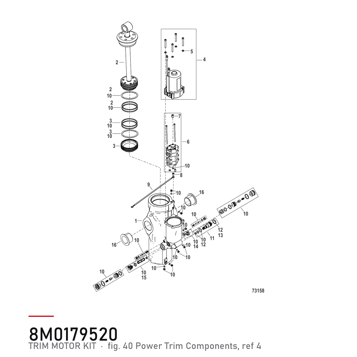 Quicksilver Power trim-motor 8M0179520 – Mercury – tegning fra Mercurys delekatalog