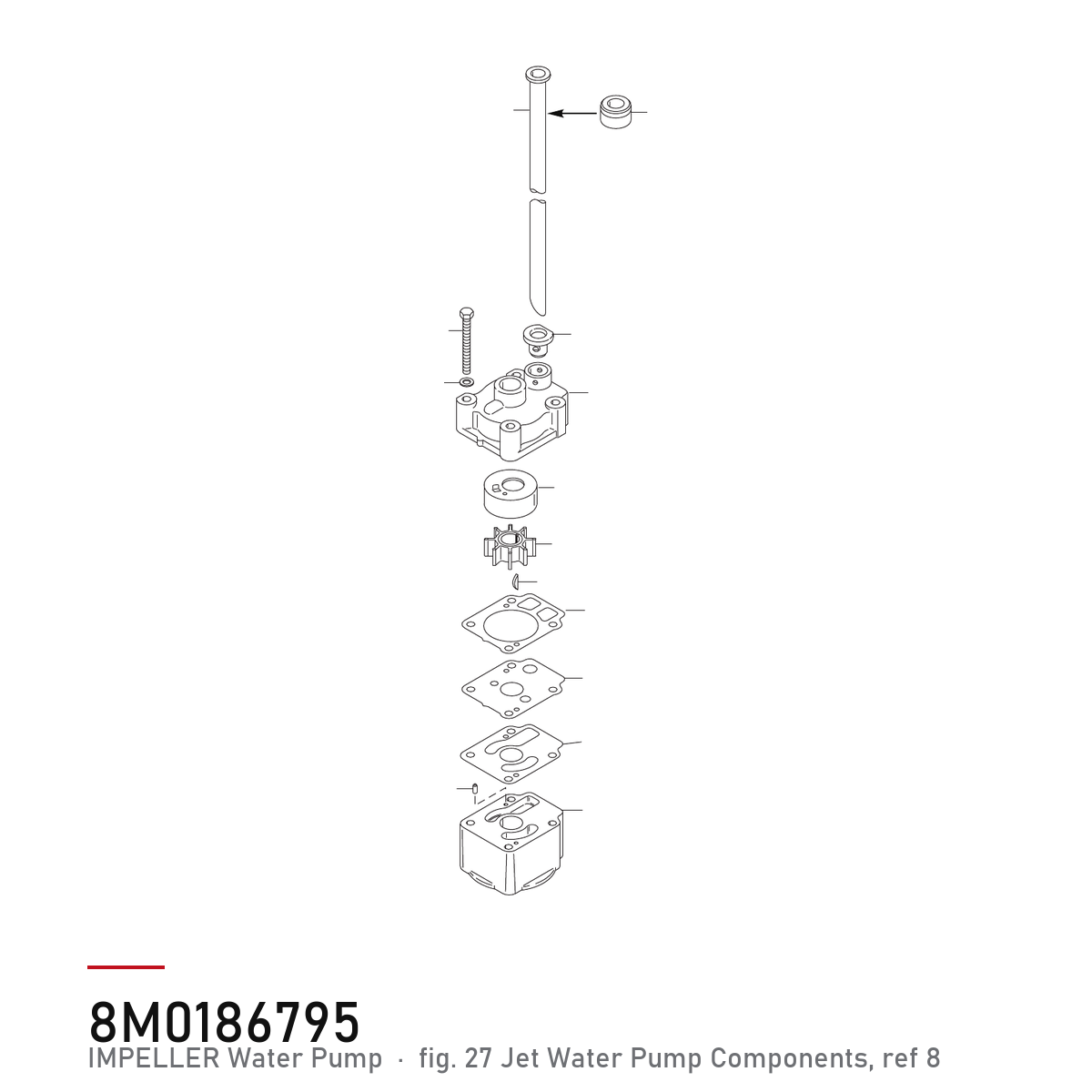 Quicksilver Impeller 8M0186795 – Mercury – tegning fra Mercurys delekatalog