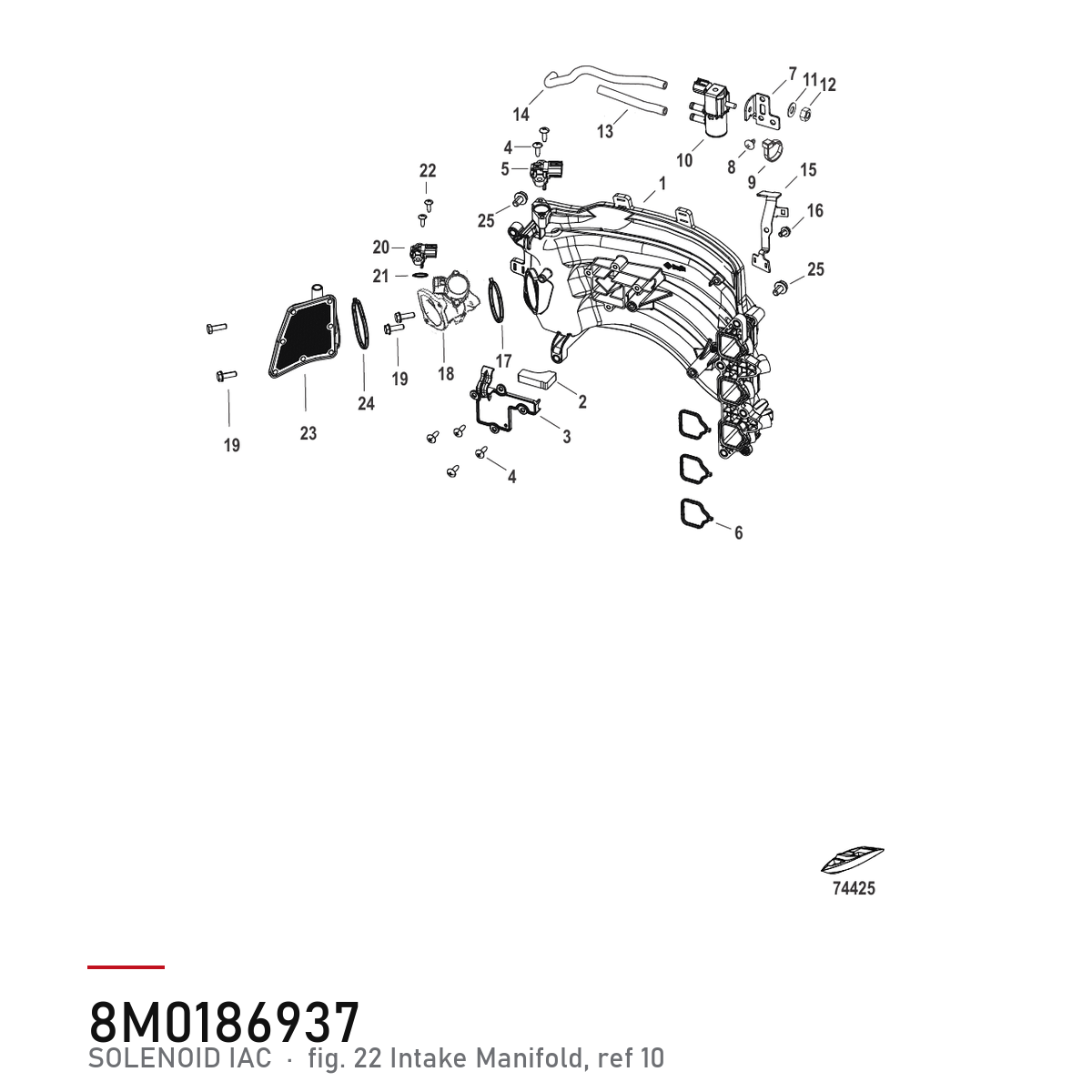 Quicksilver Tomgangsventil (IAC) 8M0186937 – Mercury – tegning fra Mercurys delekatalog