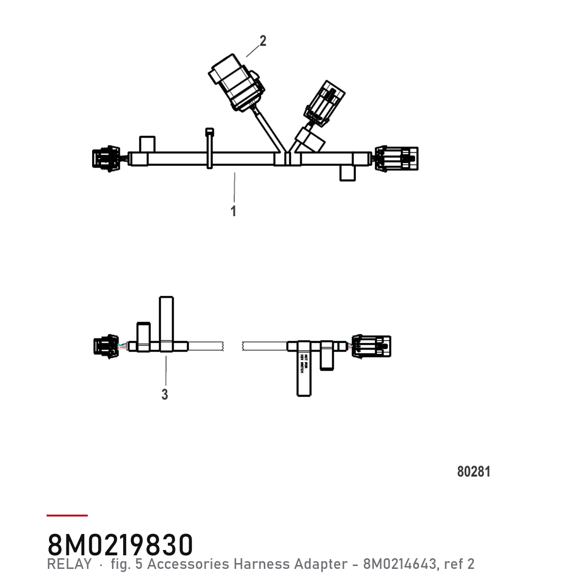 Quicksilver Startrelé / solenoid 8M0219830 – Mercury – tegning fra Mercurys delekatalog