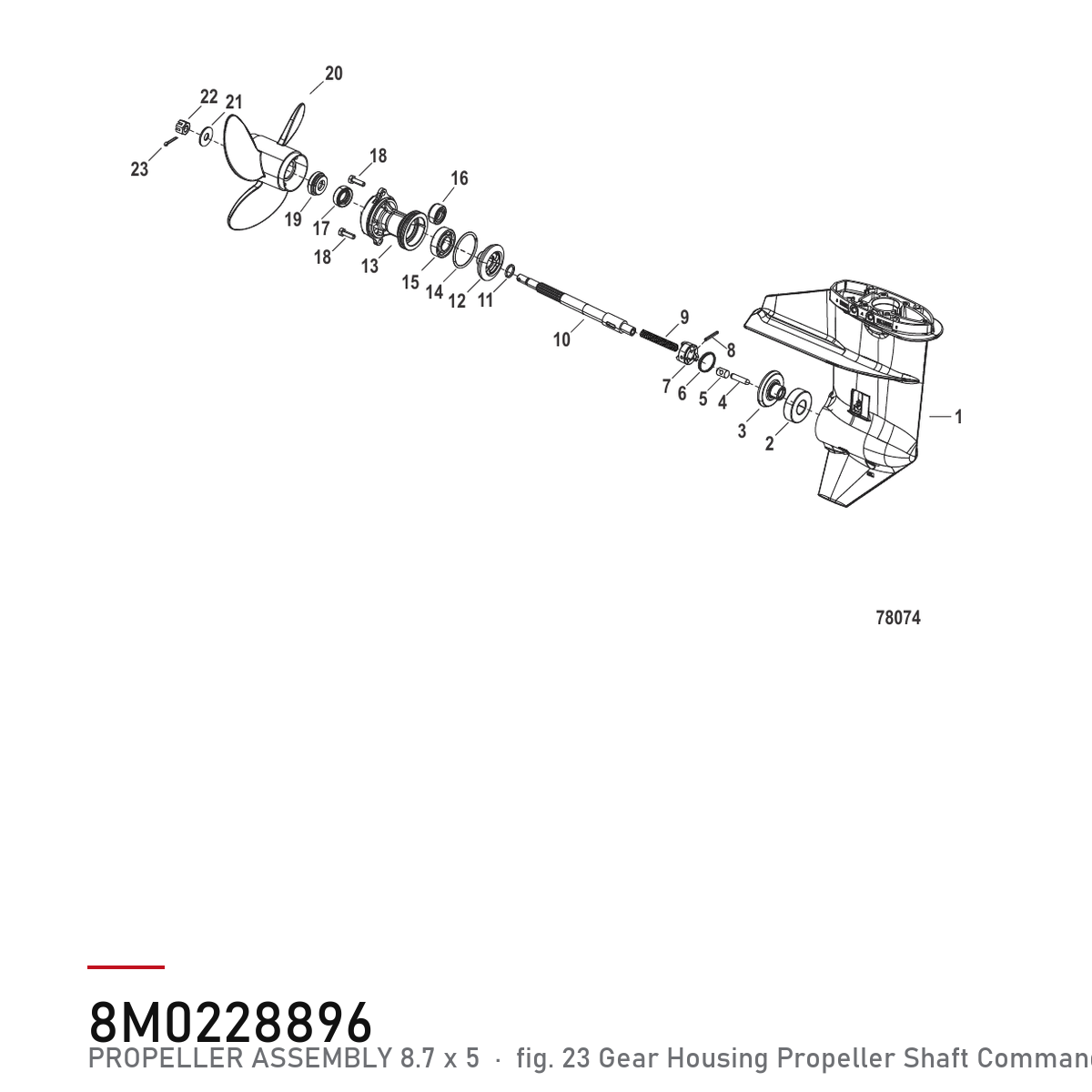 Quicksilver Propell 8,7 x 5 8M0228896 – Mercury – tegning fra Mercurys delekatalog