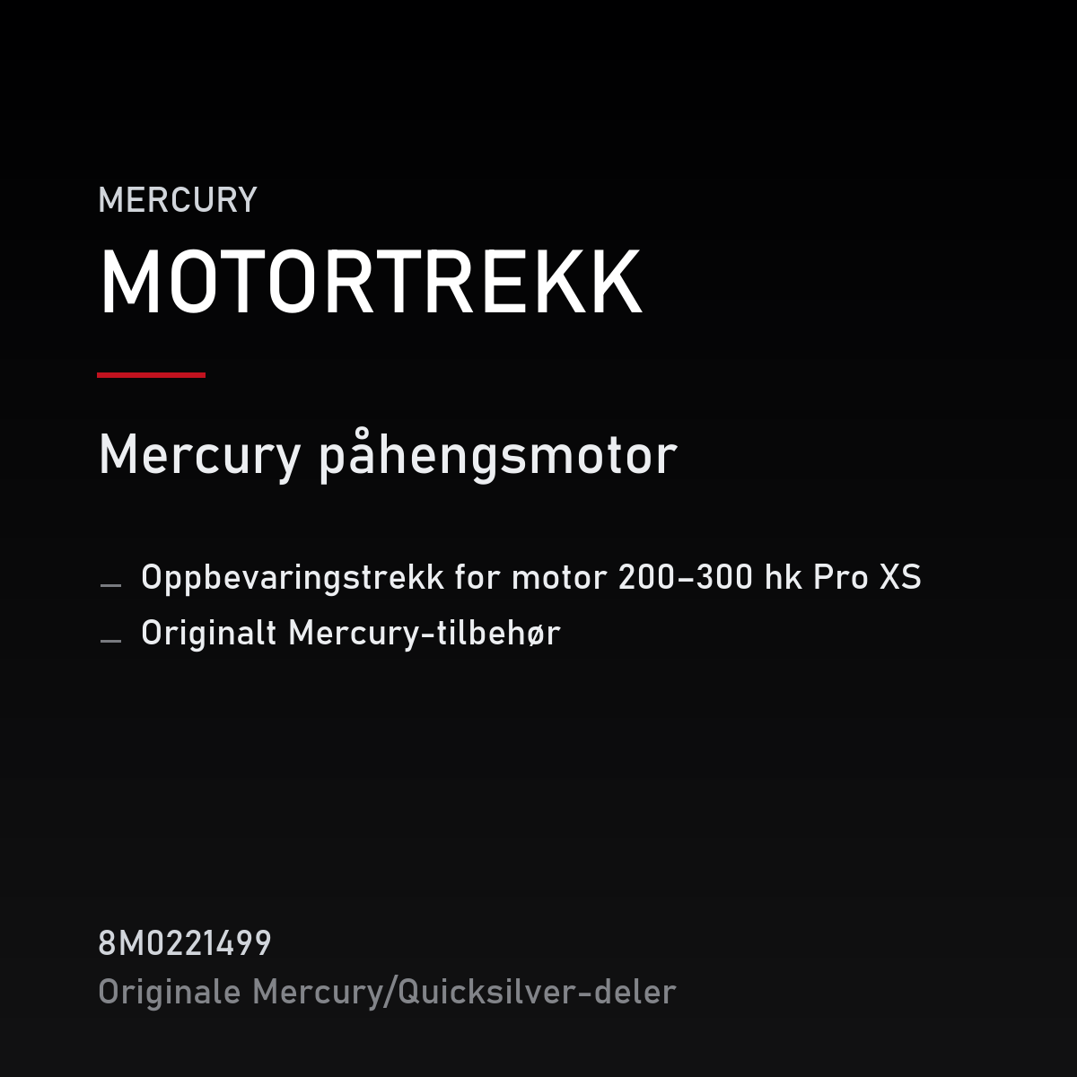 oppbevaringstrekk for motor 200–300 hk Pro XS