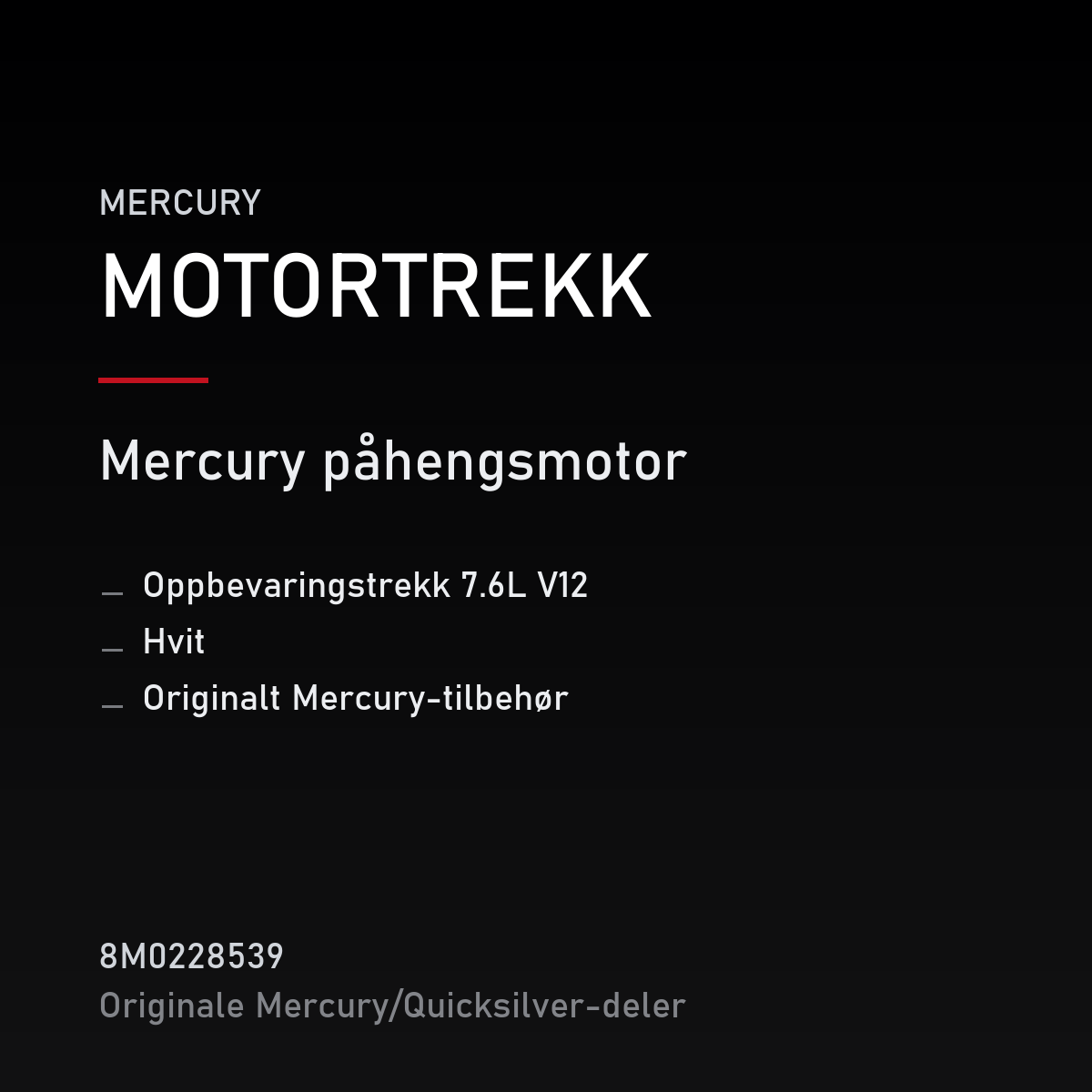 oppbevaringstrekk 7.6L V12, hvit